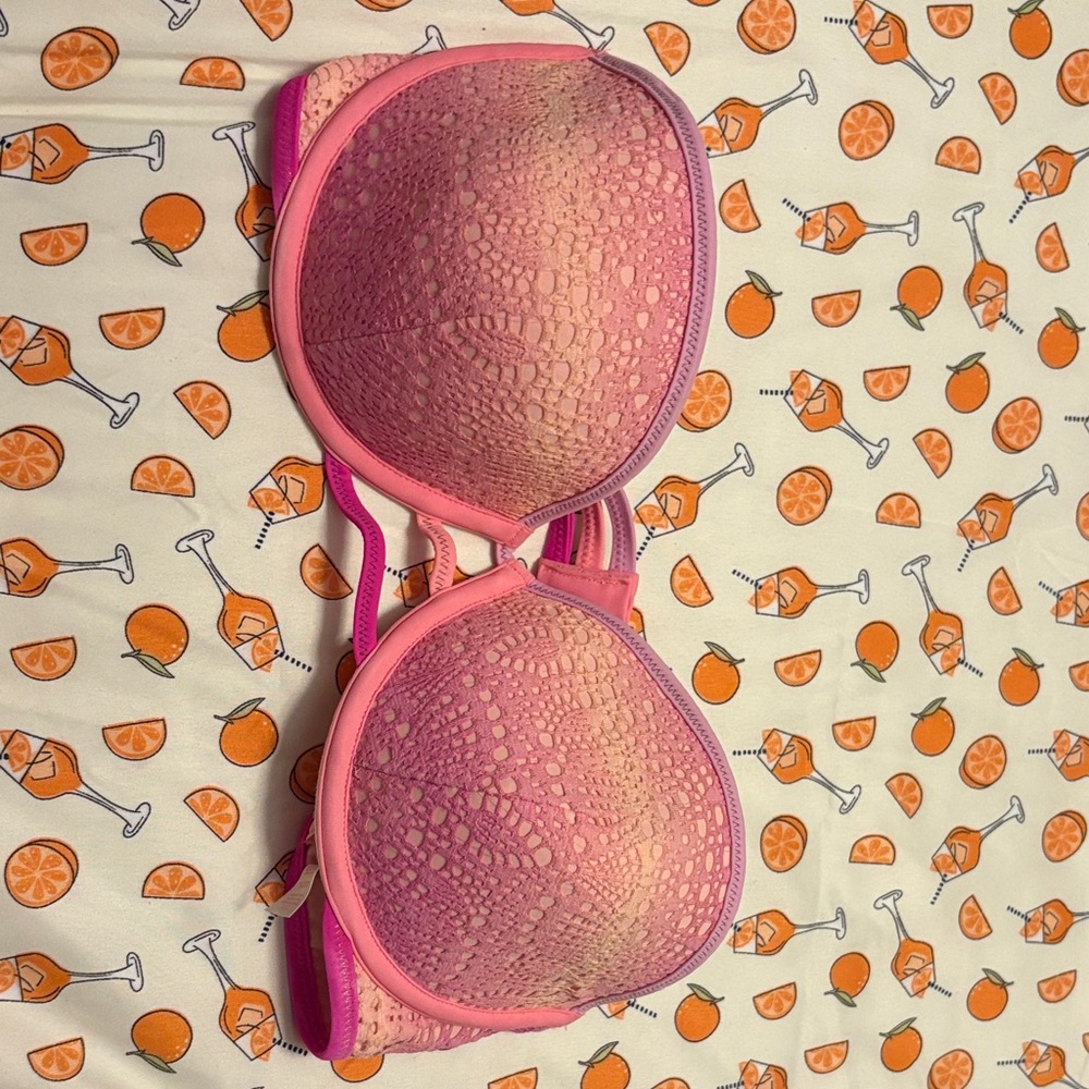Pink Textured Push-Up Bra